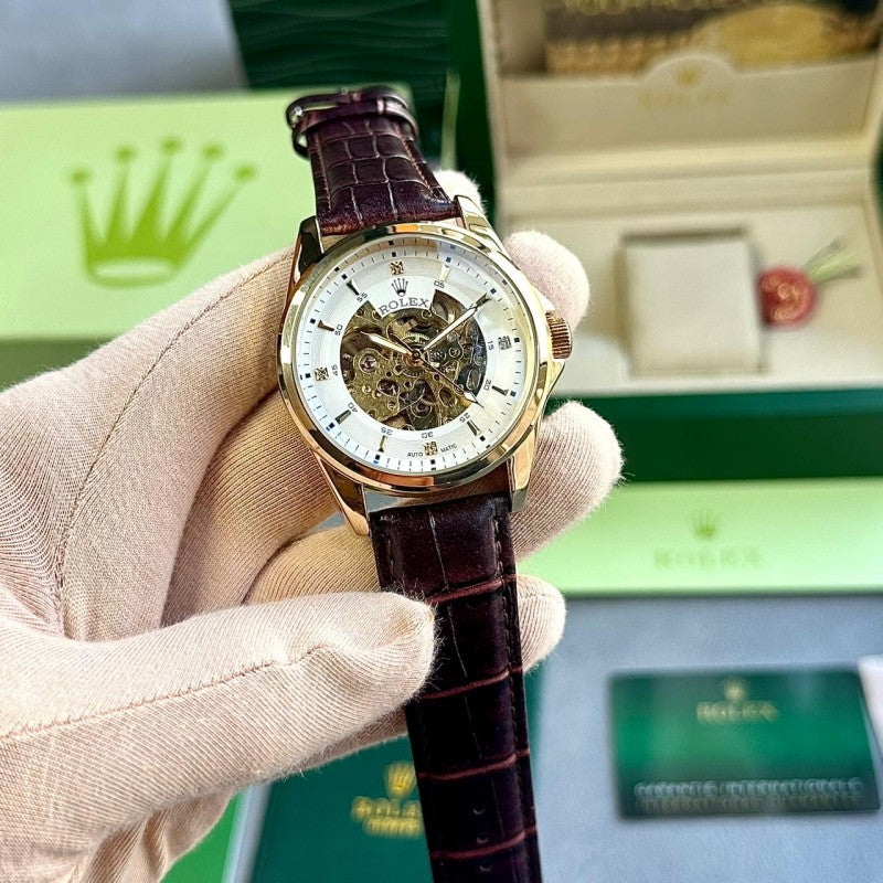 Rolex_Automatic_leather_BrownGold