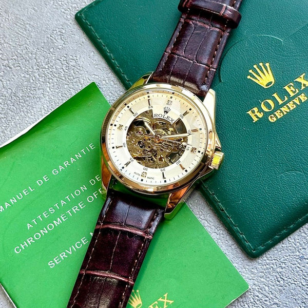 Rolex_Automatic_leather_BrownGold