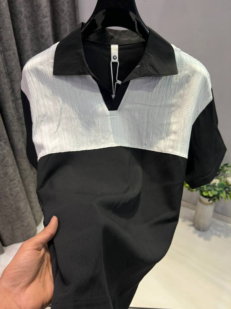 KOREAN IMPORTED HIGH DEMAND ARTICLE POLO T-SHIRT BLACK WHITE