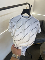 Calvin kline monogram imported round neck tshirt white sale