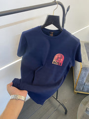 Hugo bos imported round neck tshirt navy blue sale