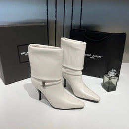 Ysl_Saint_Laurent_Niki_Leather_High_Heeled_Ankle_Boots_With_The_YSL_Logo_With_OG_Box_Dust_Cover_&_Carry_Bag_B2_Of White