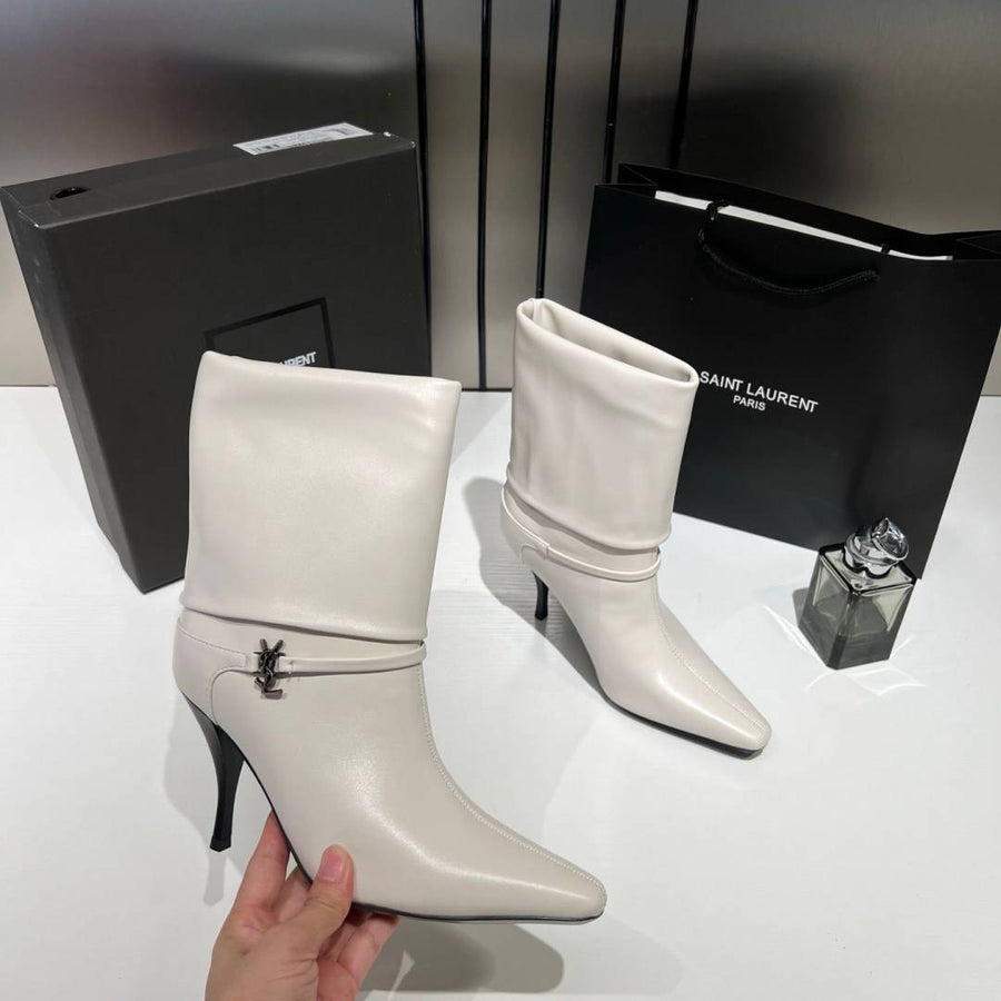 Ysl_Saint_Laurent_Niki_Leather_High_Heeled_Ankle_Boots_With_The_YSL_Logo_With_OG_Box_Dust_Cover_&_Carry_Bag_B2_Of White