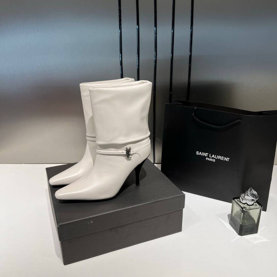 Ysl_Saint_Laurent_Niki_Leather_High_Heeled_Ankle_Boots_With_The_YSL_Logo_With_OG_Box_Dust_Cover_&_Carry_Bag_B2_Of White