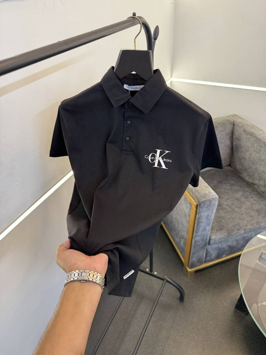 Calvin kline black front and back print turkish imported polo Tshirt