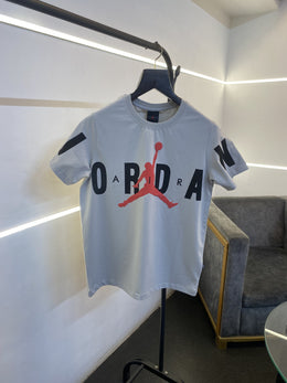 Air jordan full front print with logo imported round neck tshirt grey