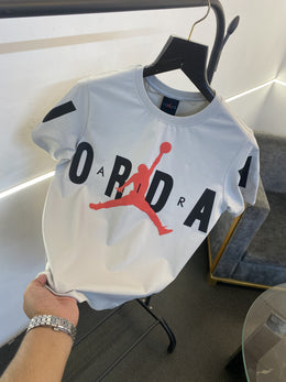 Air jordan full front print with logo imported round neck tshirt grey