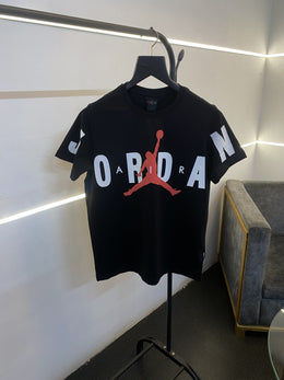 Air jordan full front print with logo imported round neck tshirt black