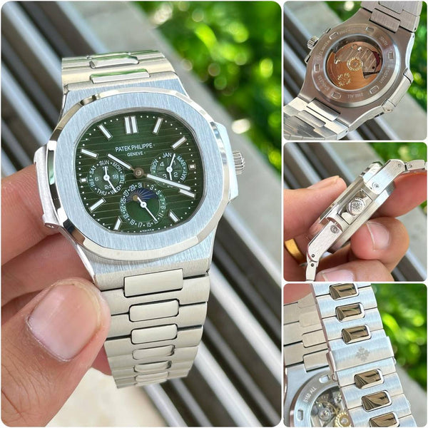 Pate_ek philippe Nautilus Chronograph silver Green