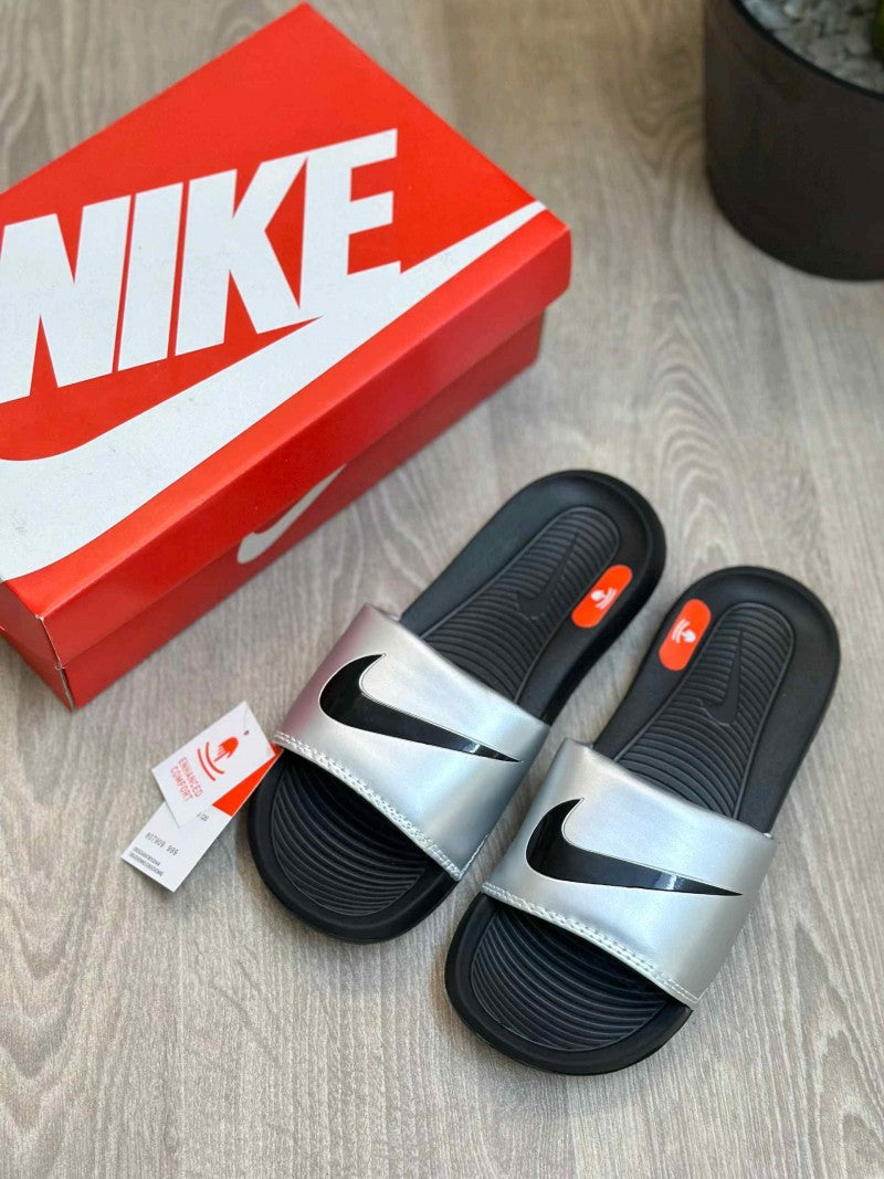 Nike Victori One Logo Silver Black Flip-Flop
