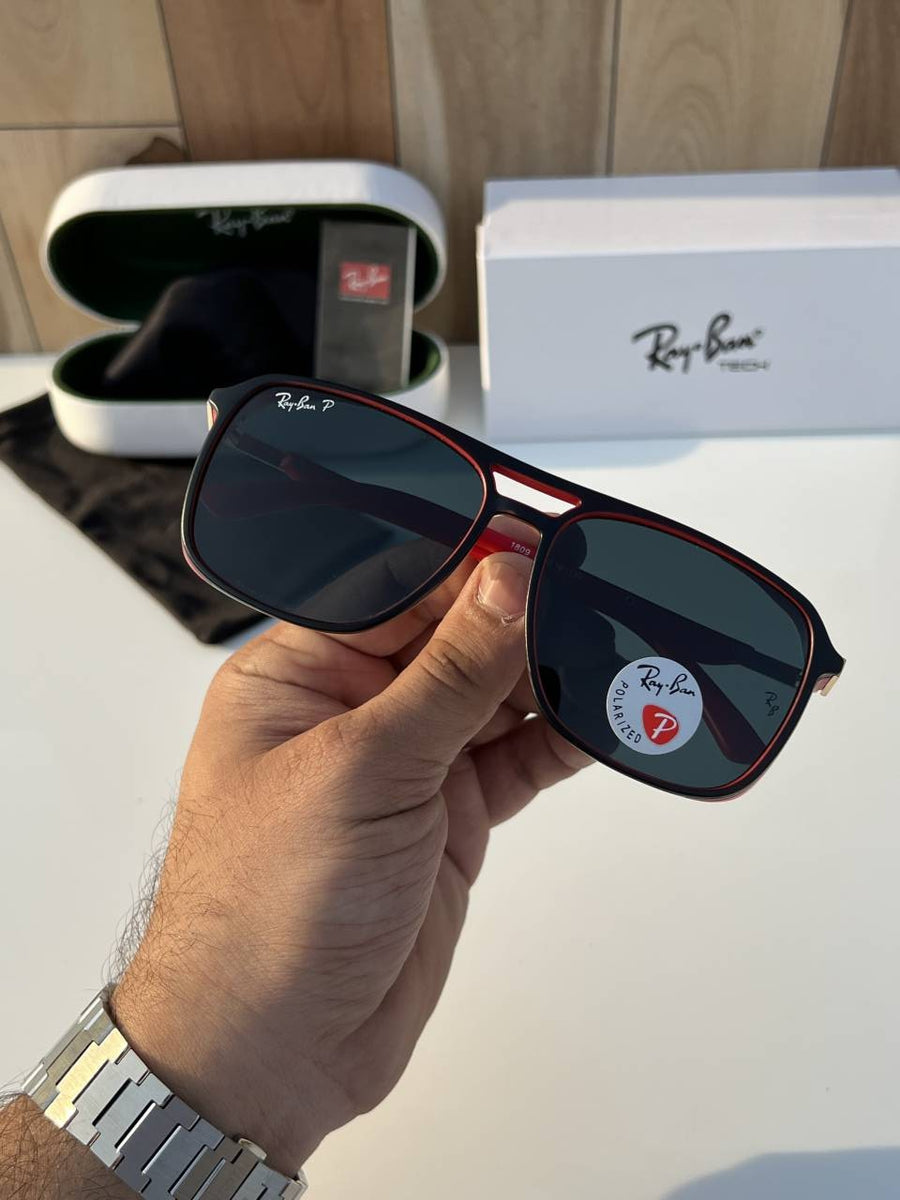 Rey ban side cap black red
