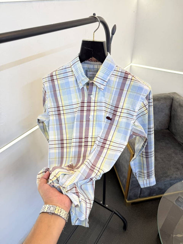 Lacoste sky blue checks imported shirt