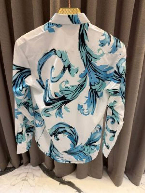 Versace Couture Full Design Shirt White Blue
