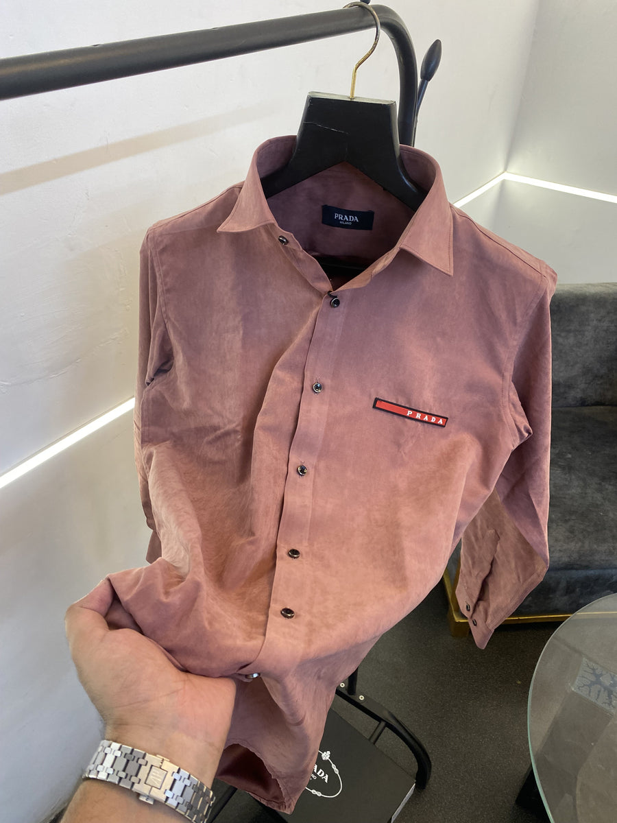 Prada style 06 cotton suede imported box pack shirt pink