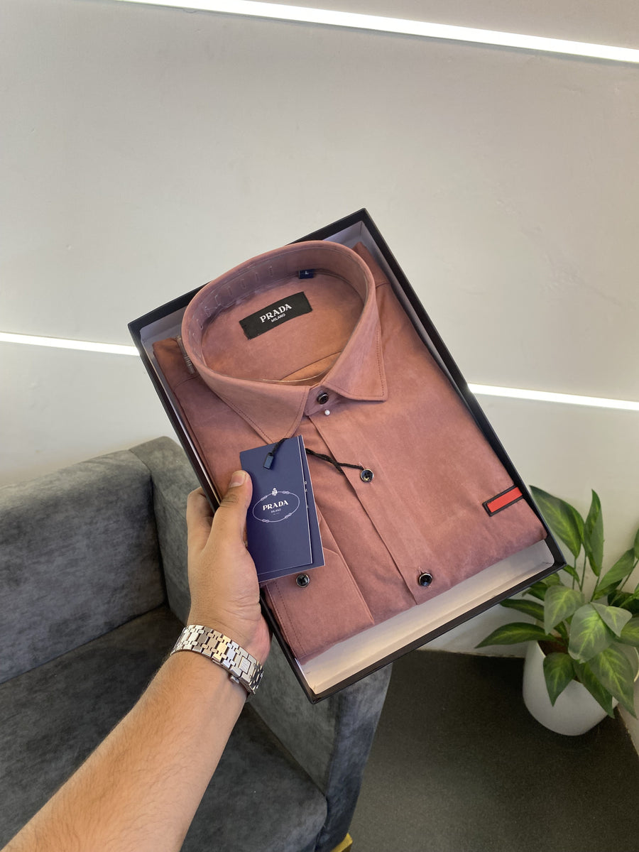 Prada style 06 cotton suede imported box pack shirt pink