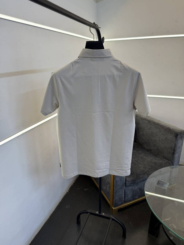 Louis Vuitton embossed and laser print imported polo tshirt beige