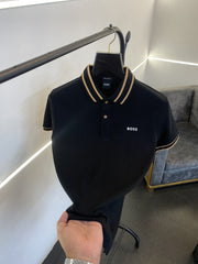 Hugo bos imported polo tshirt black rose gold
