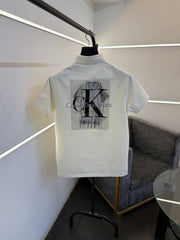 Calvin kline cream front and back print turkish imported polo Tshirt salw