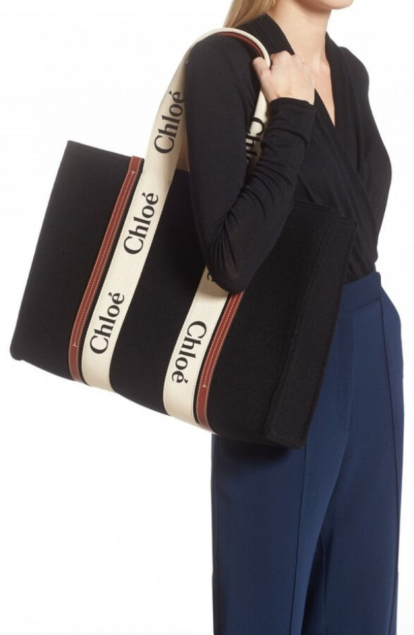CHLOE Medium Woody Tote Bag With Dust Bag (Black - 395)