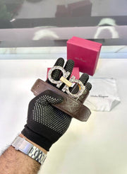 Ferragamo Brown Golden Belt Fa 68