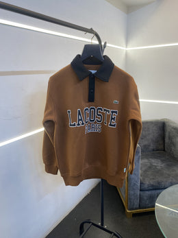 Lacoste paris collar fleece imported sweatshirt brown