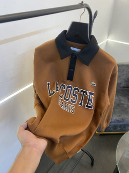 Lacoste paris collar fleece imported sweatshirt brown