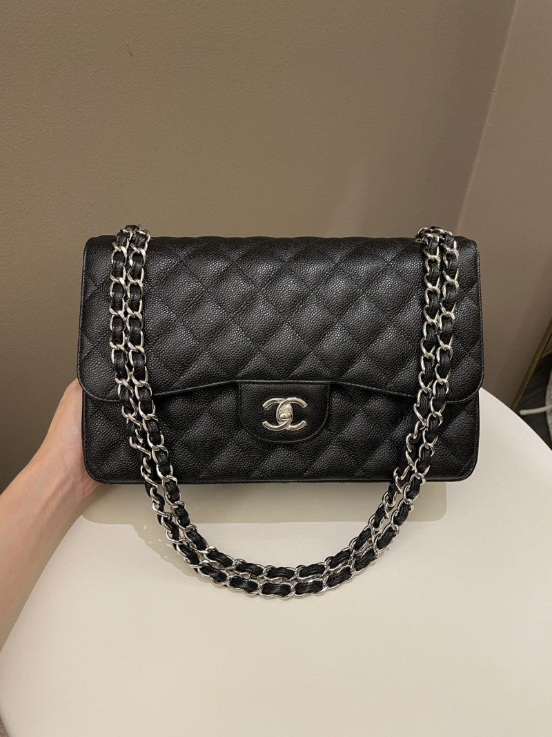 Chanel_Jumbo_Classic_Flap_Textured_Black_With_OriginalBox