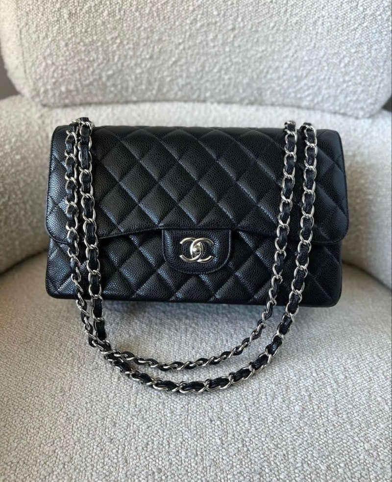 Chanel_Jumbo_Classic_Flap_Textured_Black_With_OriginalBox