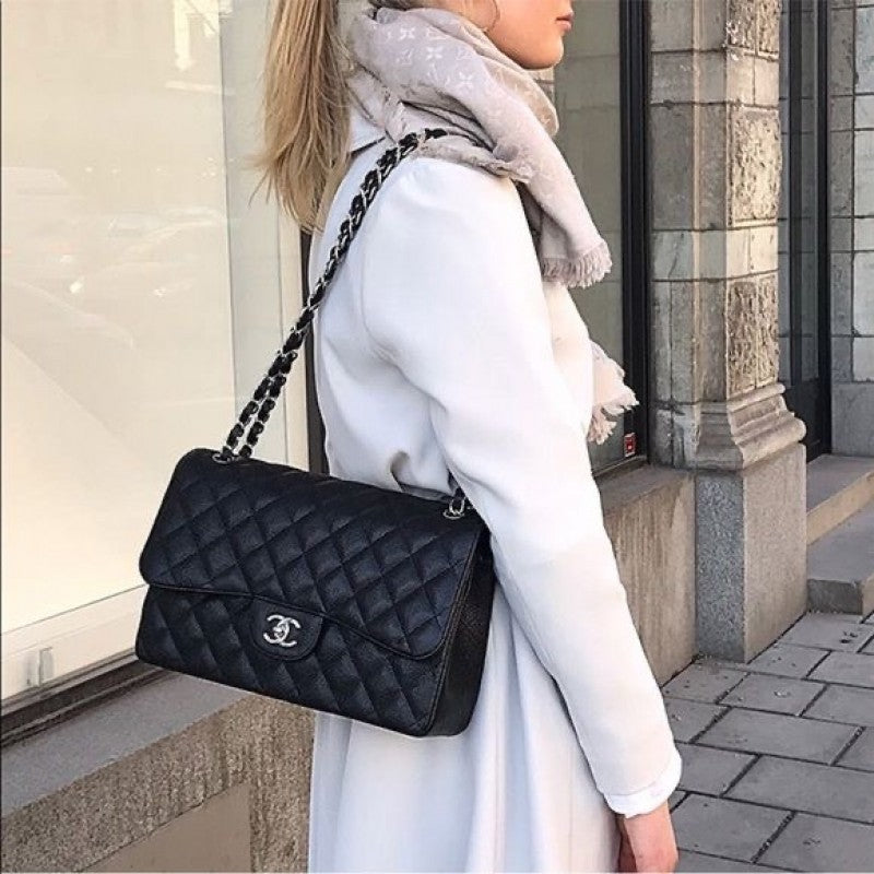 Chanel_Jumbo_Classic_Flap_Textured_Black_With_OriginalBox