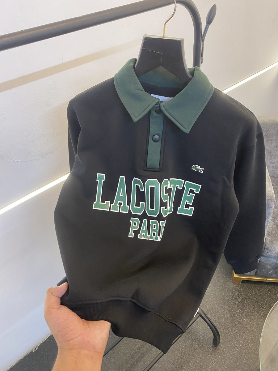 Lacoste paris collar fleece imported sweatshirt black