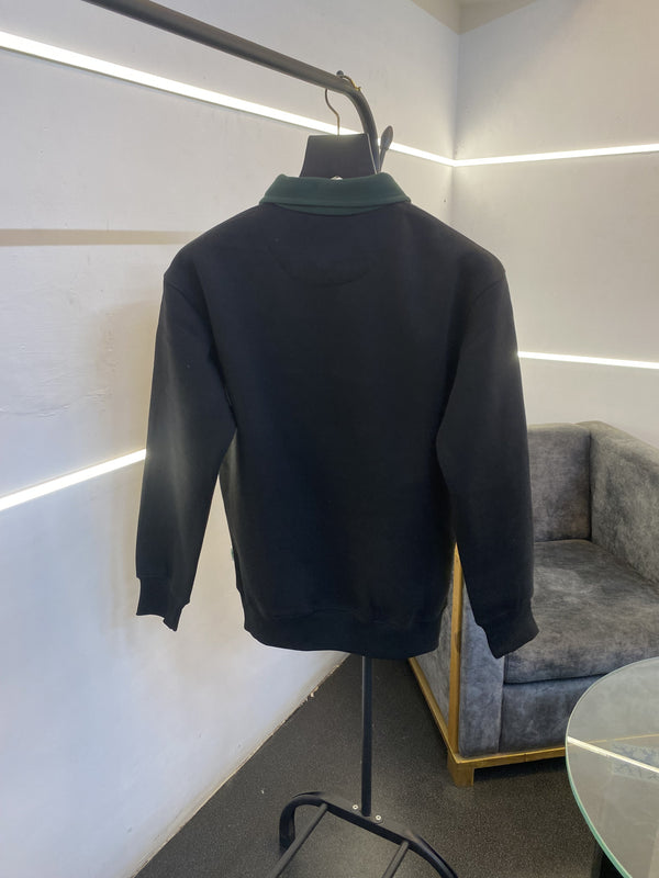 Lacoste paris collar fleece imported sweatshirt black