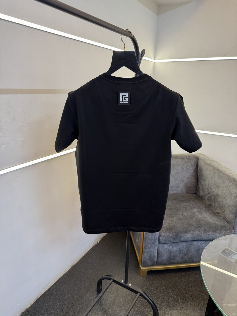 Balmain Turkey imported round neck 3d print patch tshirt black
