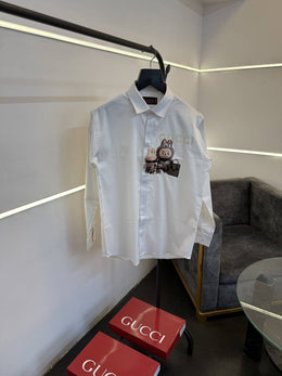 Gucci x labubu imported cotton satin shirt white