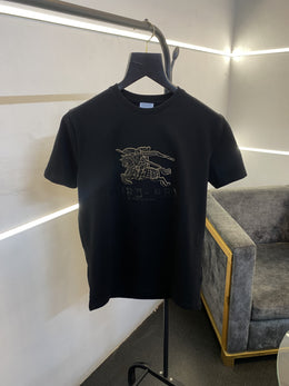 Burberry turkey imported round neck tshirt black with patch stone work and print