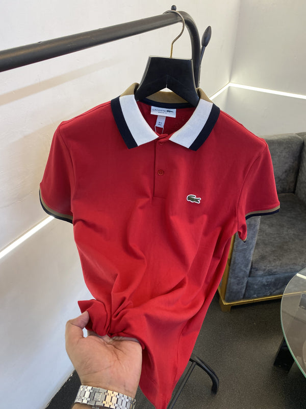 Lacoste pique imported polo tshirt red