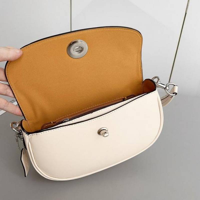 Coach Emmy Saddle Premium Crossbody Shoulder Bag With OG Double Box & Dust Bag (White Flower - 1006)