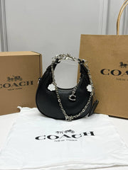 Coach CB Jonie Black Silver With Charm OriginalBox CarryBag DustCover