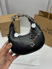 Coach CB Jonie Black Silver With Charm OriginalBox CarryBag DustCover
