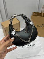 Coach CB Jonie Black Silver With Charm OriginalBox CarryBag DustCover
