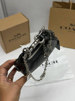 Coach CB Jonie Black Silver With Charm OriginalBox CarryBag DustCover