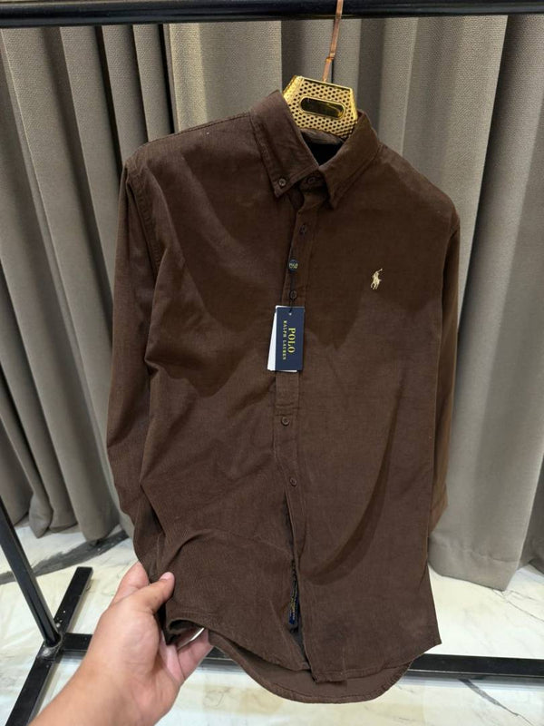 Ralph LAAUREN COUDROY SHIRTS CHOCLATE BROAN