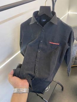 Prada style 07 cotton suede imported box pack shirt black