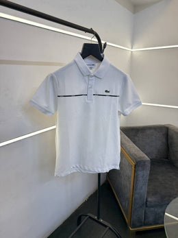 Lacoste imported matty cotton polo tshirt white