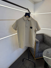 Burberry self knitted embossed print turkish imported polo tshirt beige sale