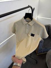 Burberry self knitted embossed print turkish imported polo tshirt beige sale