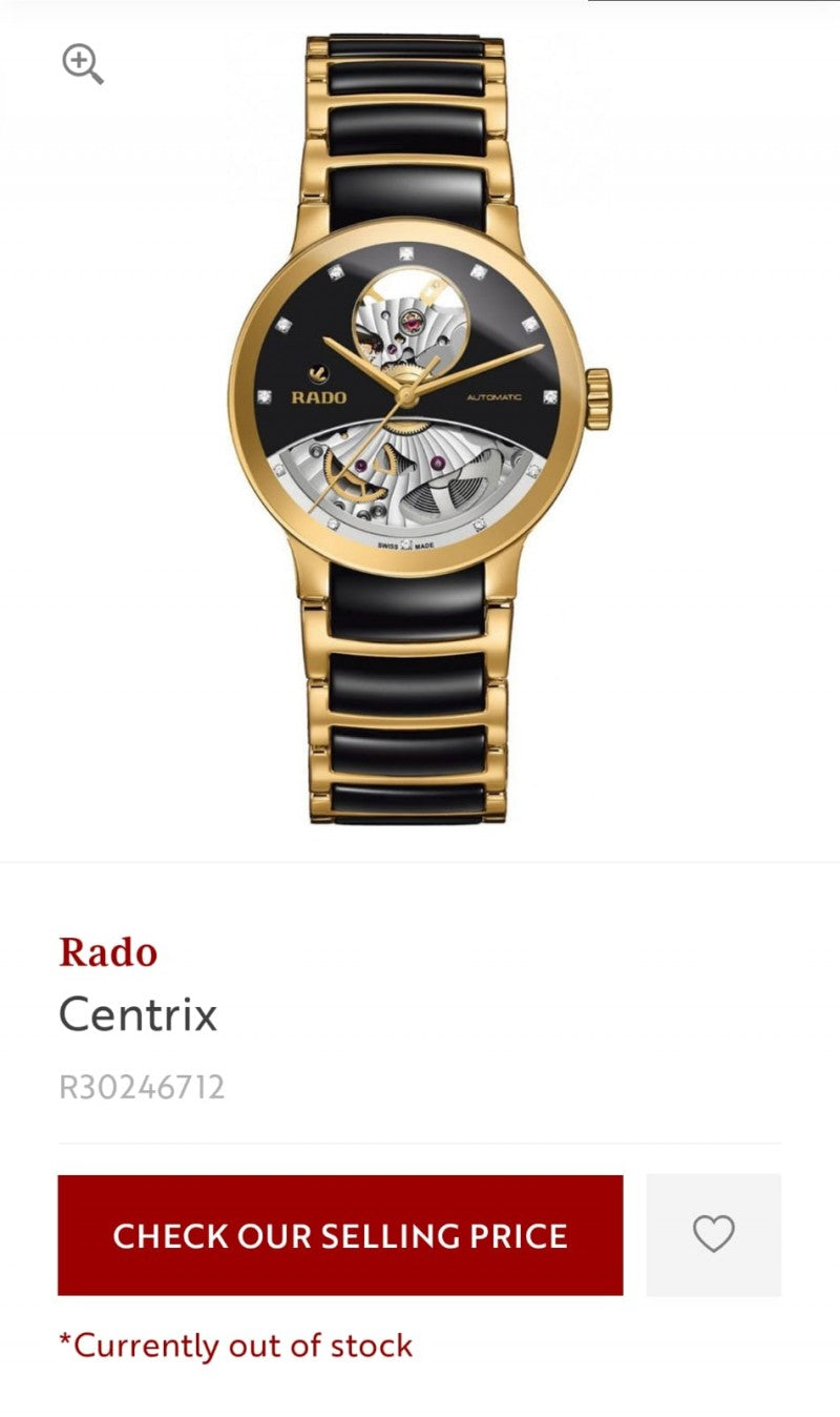 Rado Centrix Automatic Open Heart Japan