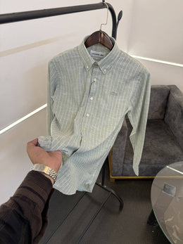 Lacoste mint green linen imported shirt with lining and brand buttons