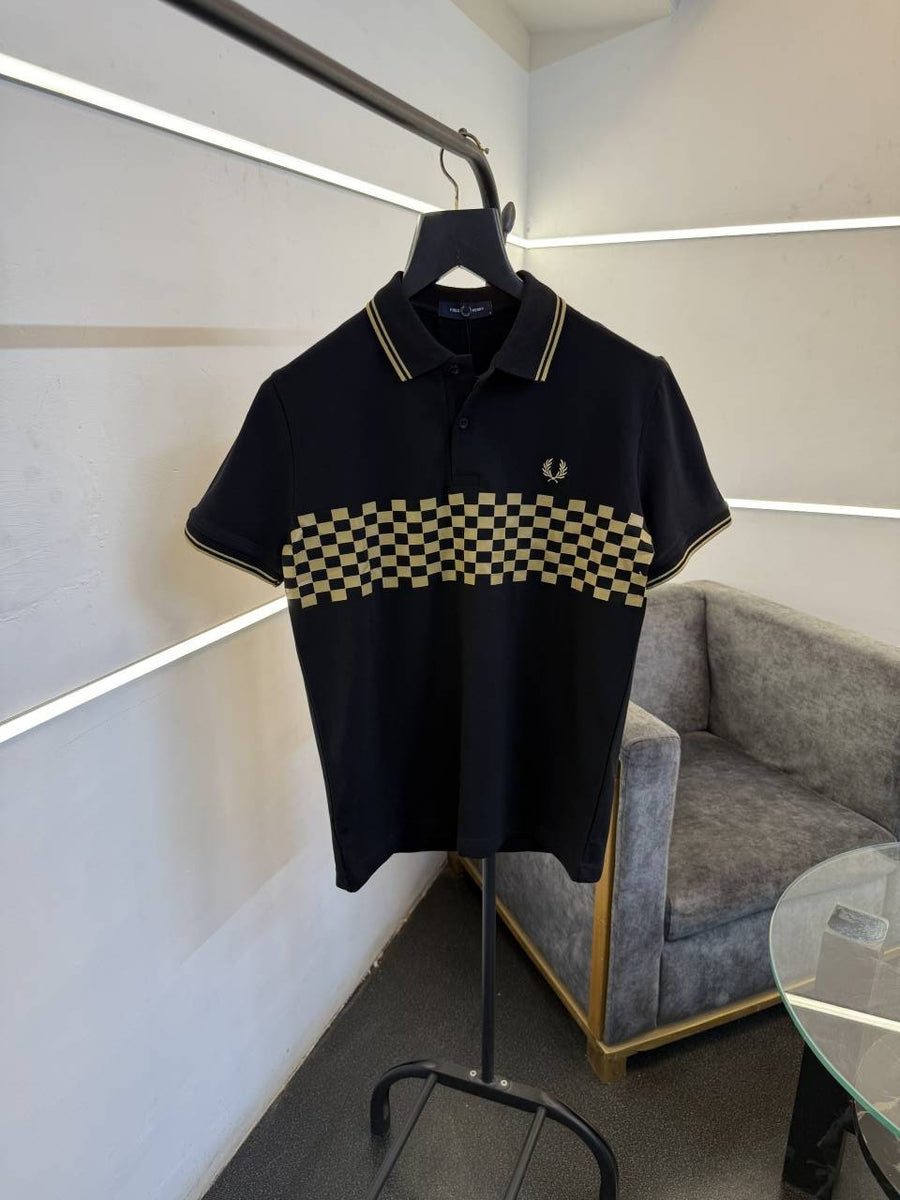 Fredperry black imported embroidery polo tshirt sale