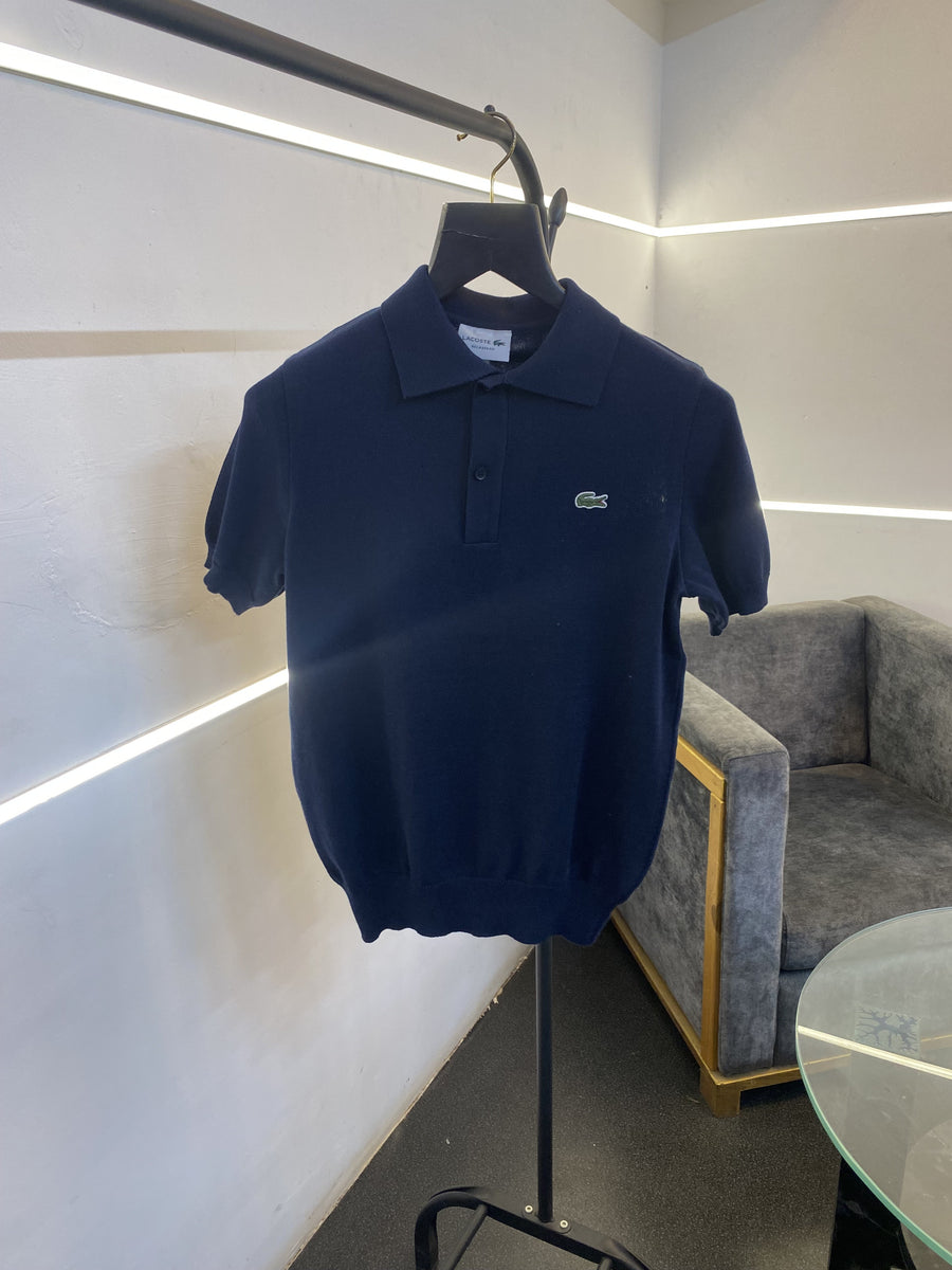 Lacoste Old money knitted fabric imported polo tshirt navy blue