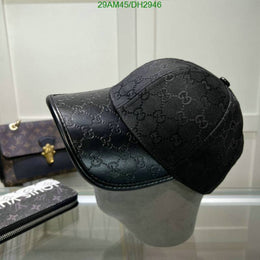 Gucci_GG_Small_Monogram_Leather_Black_Premium_Unisex_Cap_With_Safety_Box
